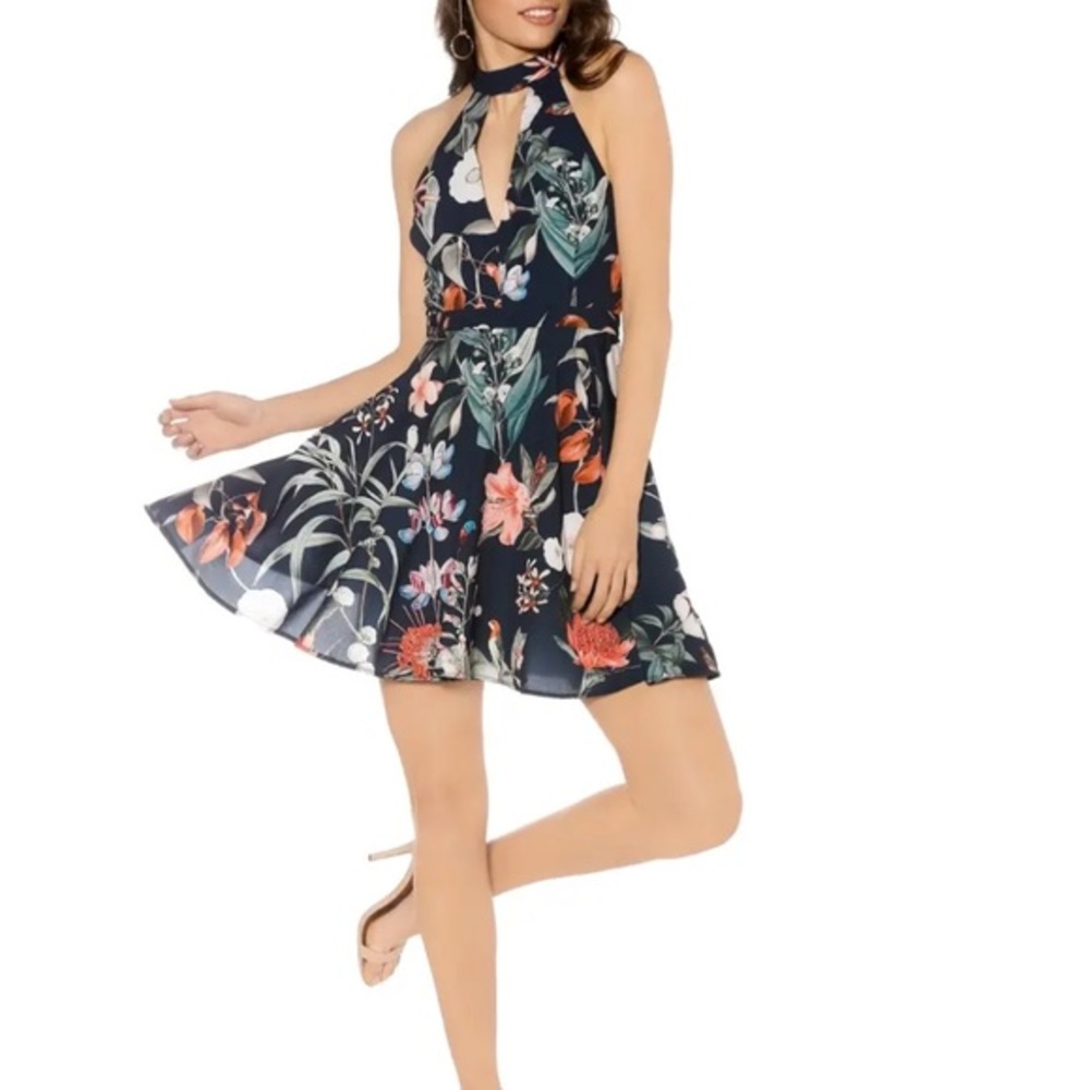 Stylestalker NWT Jasper Circle Floral Dress Keyhole‎ Halter Size XS Multi-Color